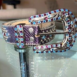 Bb Simon purple/blue Swarovski Crystal belt. excellent condition.38”